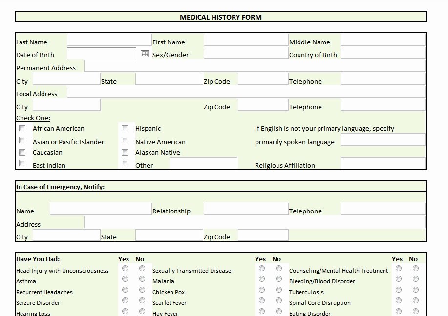 Personal Medical History Template Best Of 28 Of Personal Medical History form Template