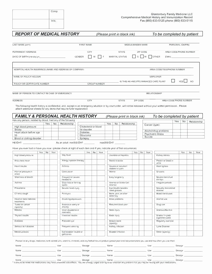 Personal Medical History Template New 12 13 Medical History Template Excel