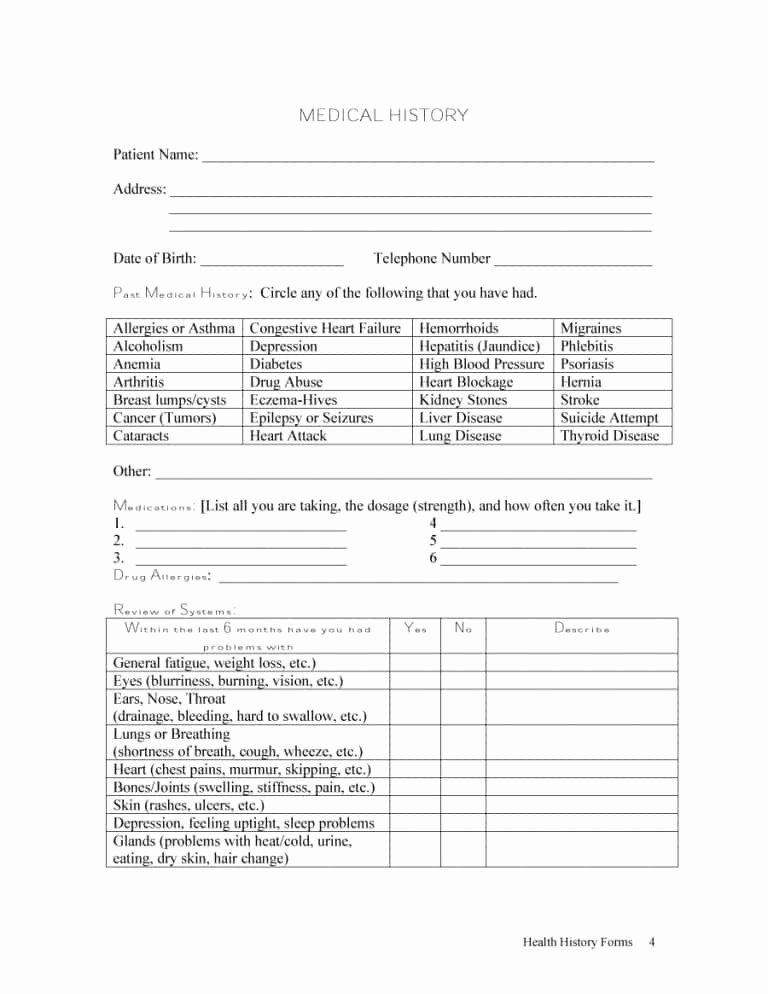 Personal Medical History Template New Free Personal Health Record Template