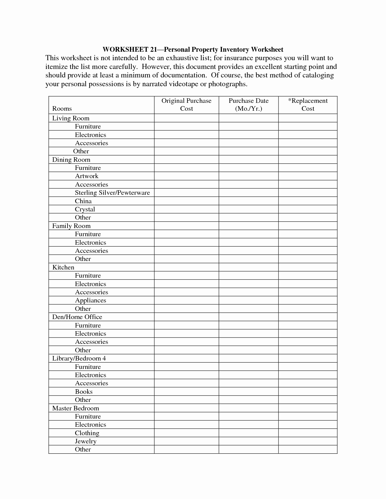 Personal Property Inventory Template Awesome 27 Of Personal Property Inventory Template