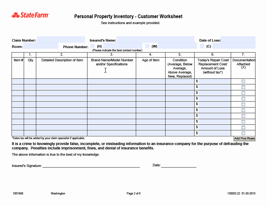 Personal Property Inventory Template Fresh Pfin Chapter 10