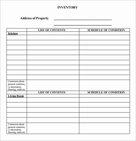 Personal Property Inventory Template Inspirational Sample Property Inventory Template 9 Free Documents