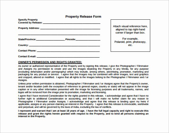 Personal Property Release form Template Inspirational Sample Property Release form 14 Download Free Documents