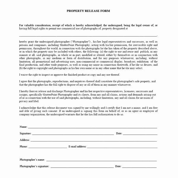 Personal Property Release form Template Luxury Legal Documents A Mercial Grapher Should Have