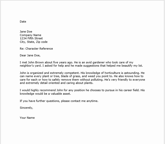 Personal Recommendation Letter Template Awesome 38 Free Sample Personal Character Reference Letters Ms