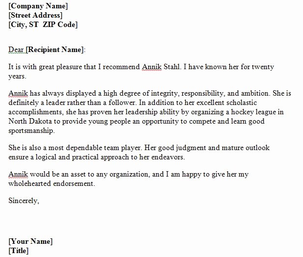 Personal Recommendation Letter Template Elegant 40 Awesome Personal Character Reference Letter