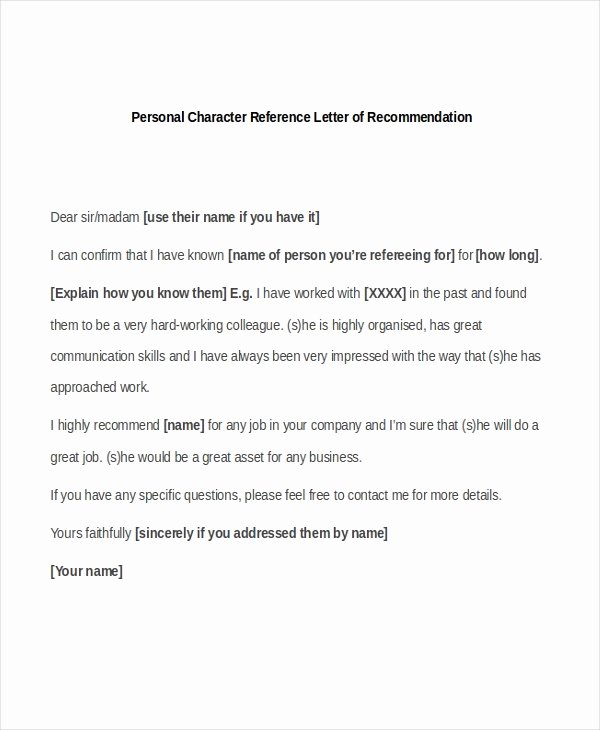Personal Recommendation Letter Template Lovely Free 5 Sample Personal Re Mendation Letters In Pdf