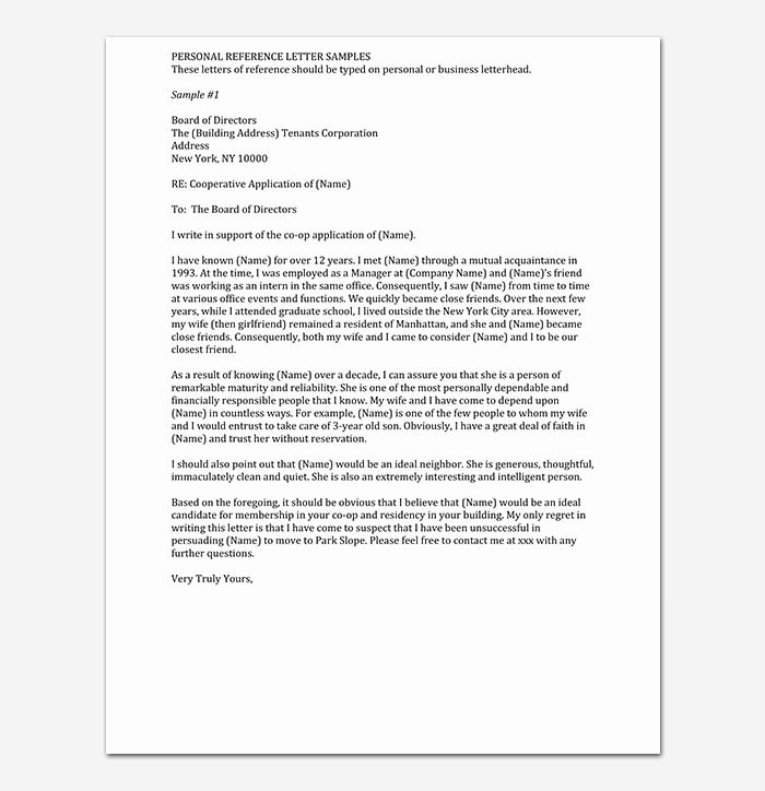 Personal Reference Letter Template Best Of Personal Reference Letter