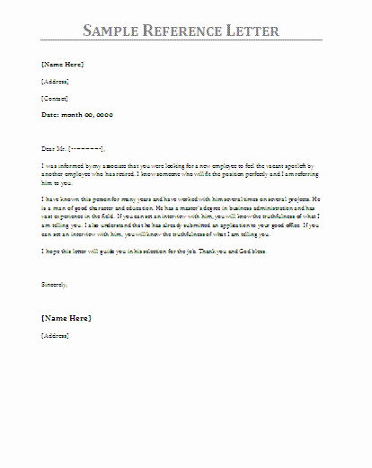 Personal Reference Letter Template Word Lovely 10 Reference Letter Samples