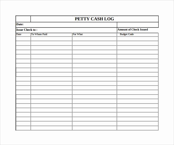Petty Cash Log Template Awesome Sample Petty Cash Log Template 9 Free Documents In Pdf