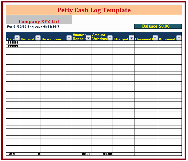 Petty Cash Log Template Inspirational Cash Register Templates