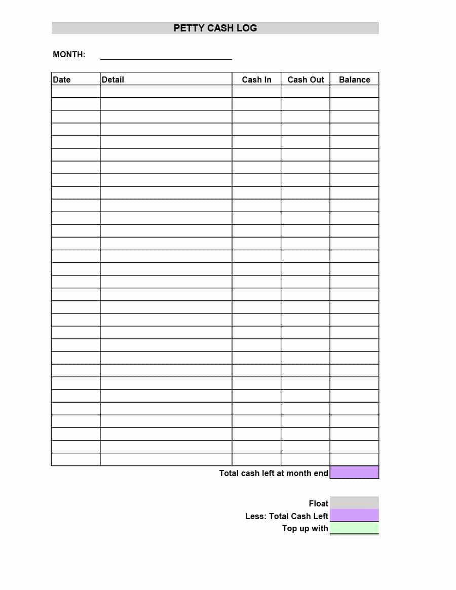 Petty Cash Log Template New 40 Petty Cash Log Templates &amp; forms [excel Pdf Word]