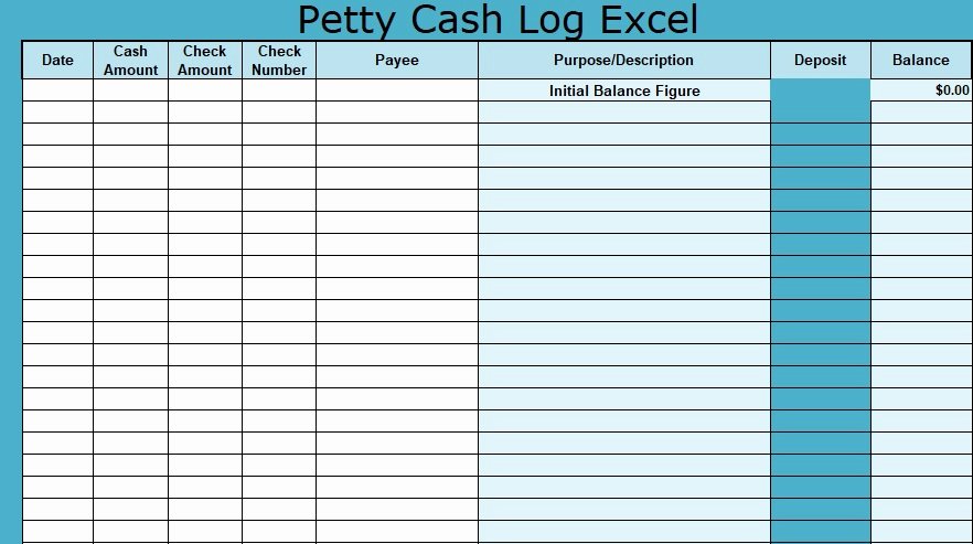 Petty Cash Log Template New Petty Cash Log Excel Download