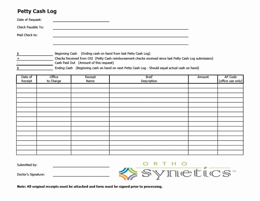 Petty Cash Log Template New Request Log Book