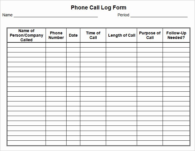 Phone Call Log Template Beautiful 15 Call Log Templates Doc Pdf Excel