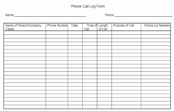 Phone Call Log Template Fresh Bullet Jouranling On the Job Phone Call Log form