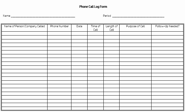 Phone Call Log Template Lovely 8 Free Printable Phone Log Examples Pdf