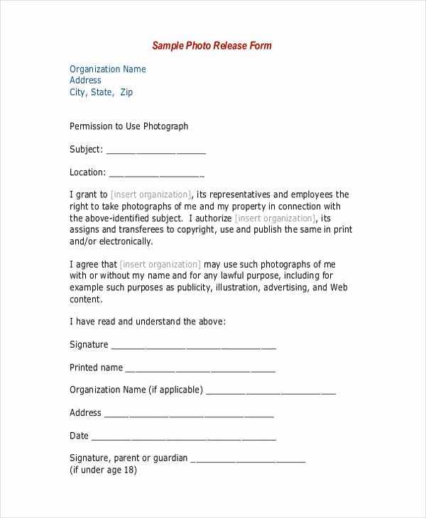 Photo Print Release form Template Lovely 20 Print Release forms In Pdf