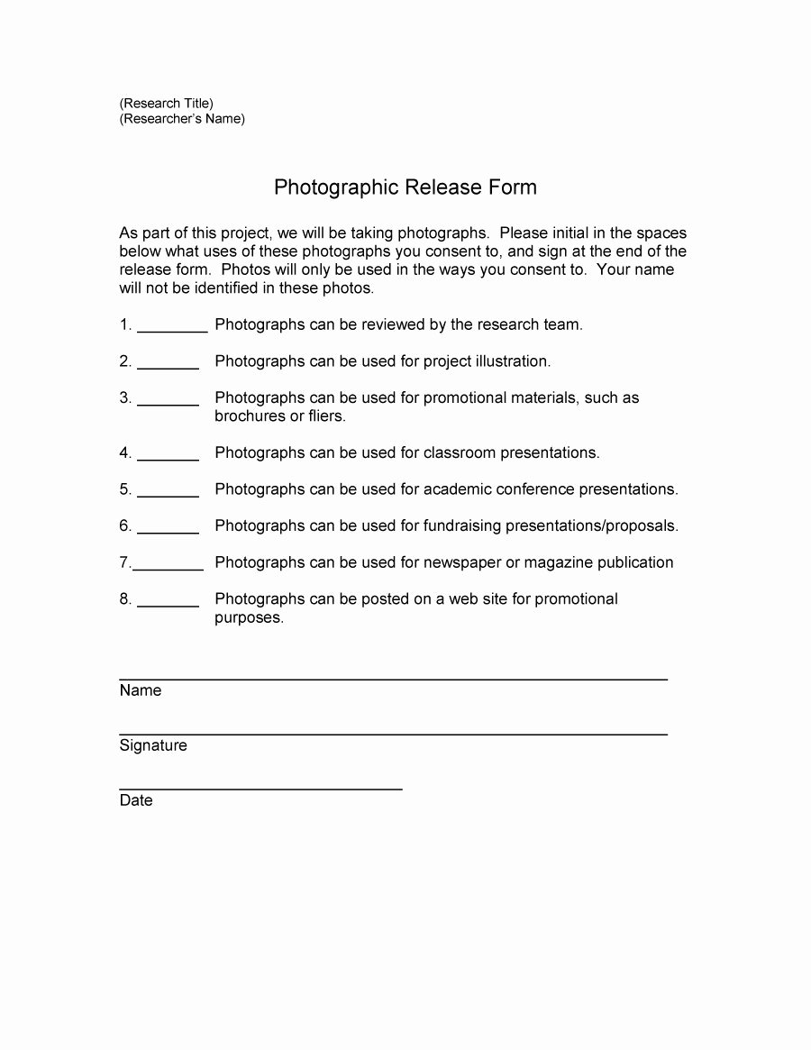 Photo Release form Template Awesome 53 Free Release form Templates [word Pdf]