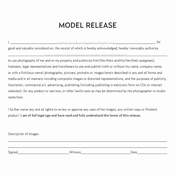 Photo Release form Template Free New Legal Documents A Mercial Grapher Should Have