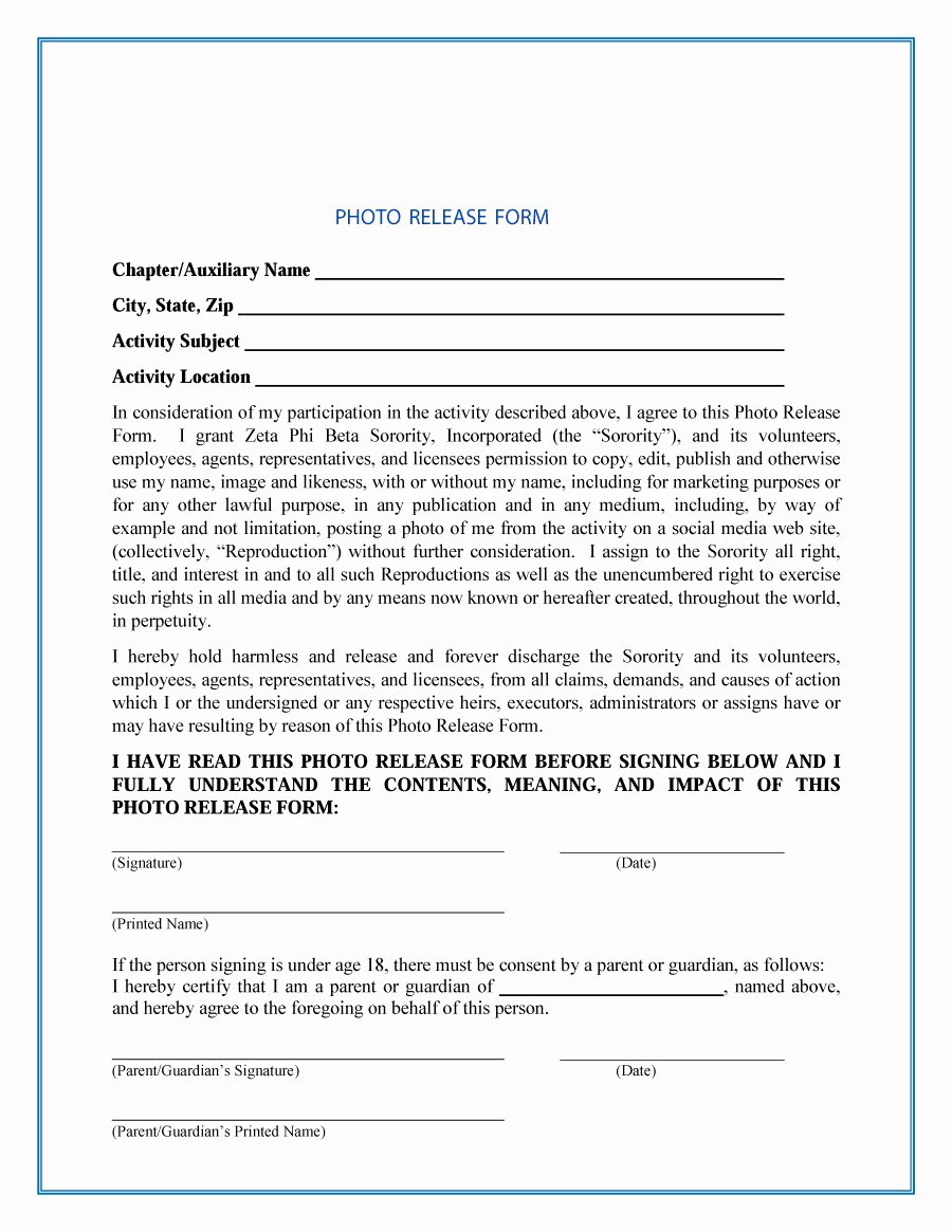 Photo Release form Template Free Unique 53 Free Release form Templates [word Pdf]