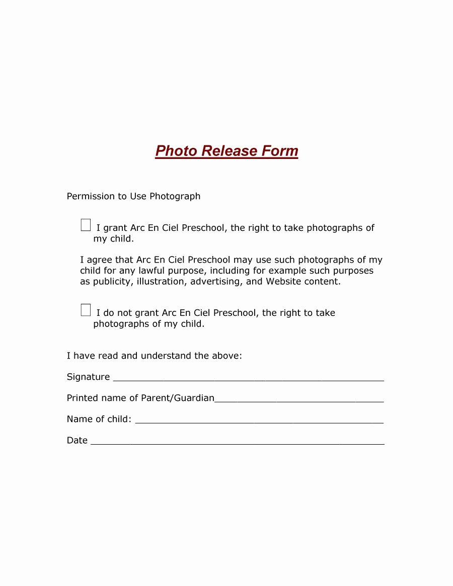Photo Release form Template Lovely 53 Free Release form Templates [word Pdf]
