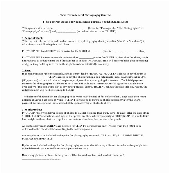Photography Contract Template Pdf Beautiful 22 Graphy Contract Templates – Word Pdf Apple