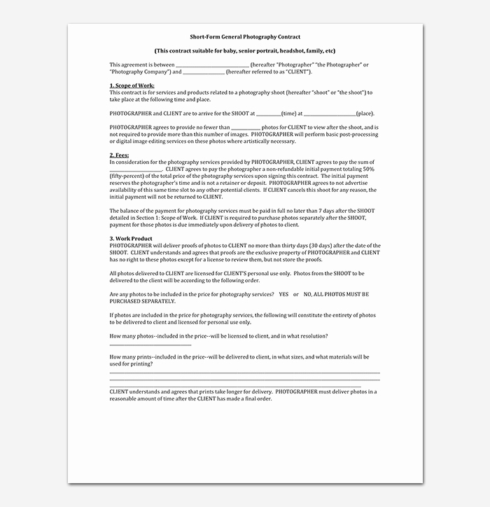 Photography Contract Template Word Best Of Graphy Contract Template 40 Free In Word Pdf