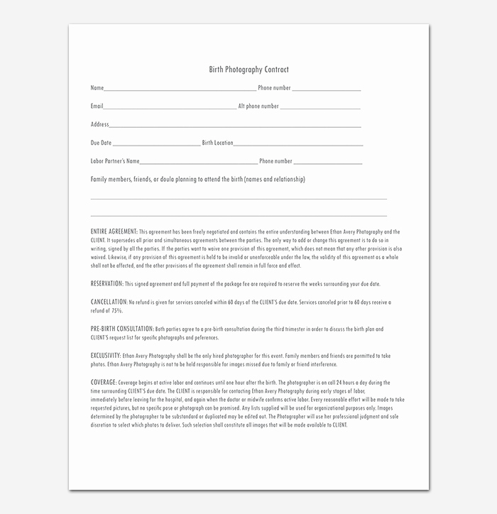 Photography Contract Template Word Lovely Graphy Contract Template 40 Free In Word Pdf
