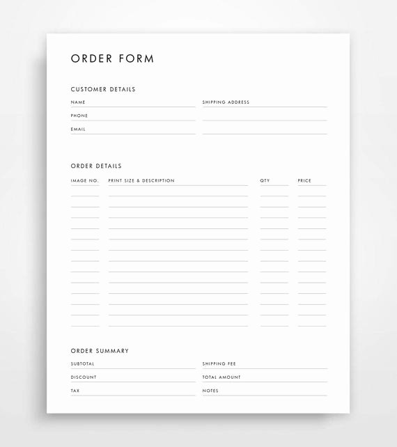 Photography order form Template Free Elegant order form Template Graphy order form order form