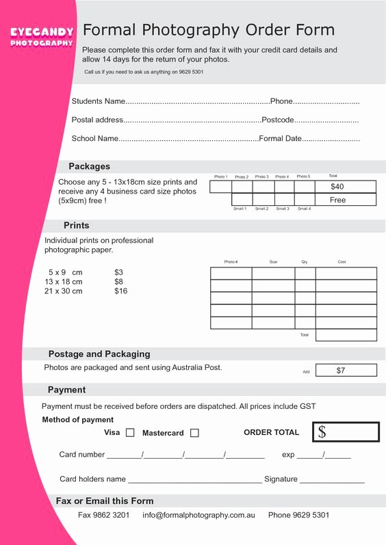 Photography order form Template Free Lovely School Picture order form Template
