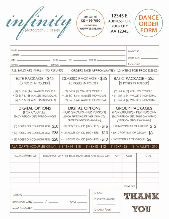 Photography order form Template Free New School Dance Dance Team Graphy order form Template