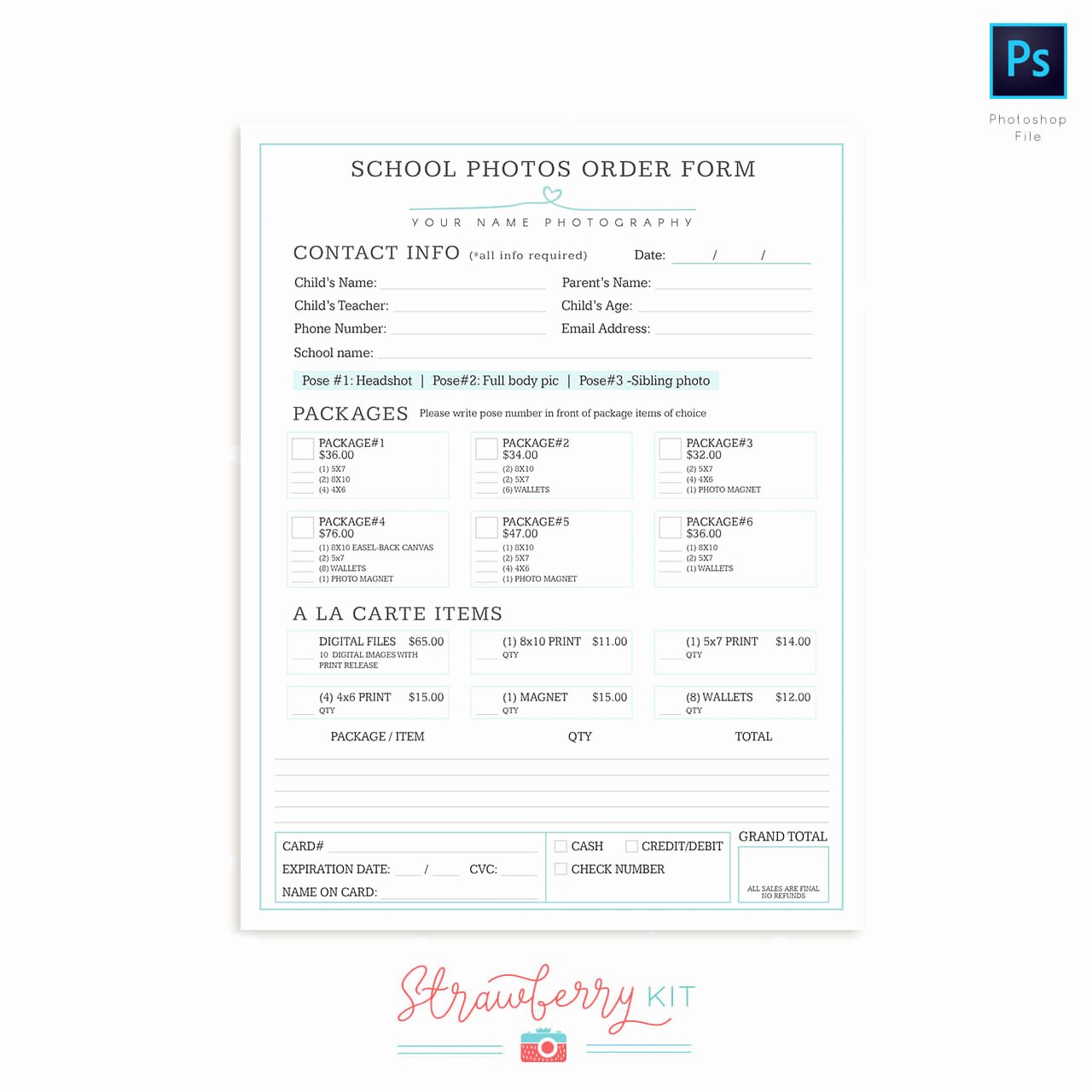 Photography order form Template Lovely School Photography order form Template Strawberry Kit