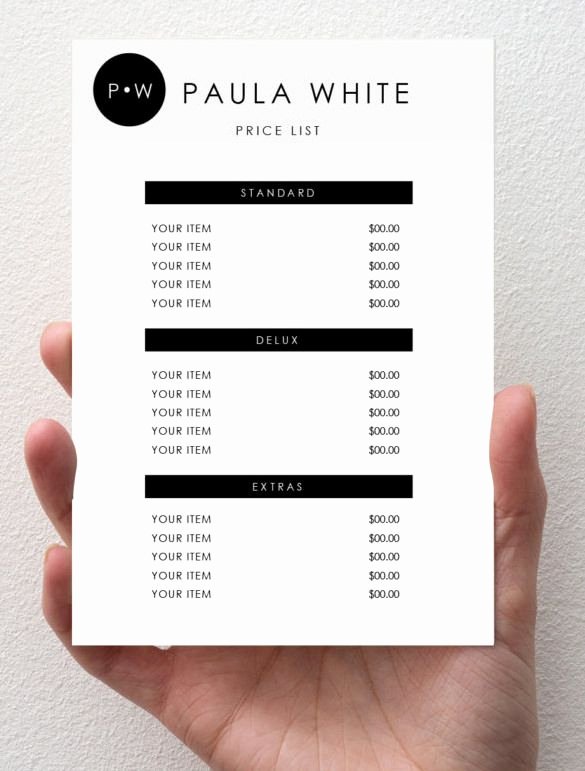 Photography Price List Template Word New Price List Template – 19 Free Word Excel Pdf Psd