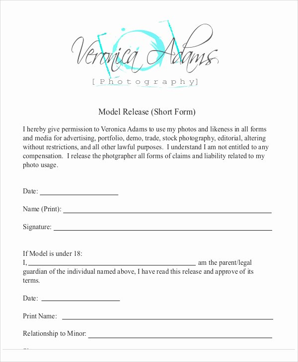 Photography Print Release form Template Awesome Sample Graphy Model Release form 7 Examples In