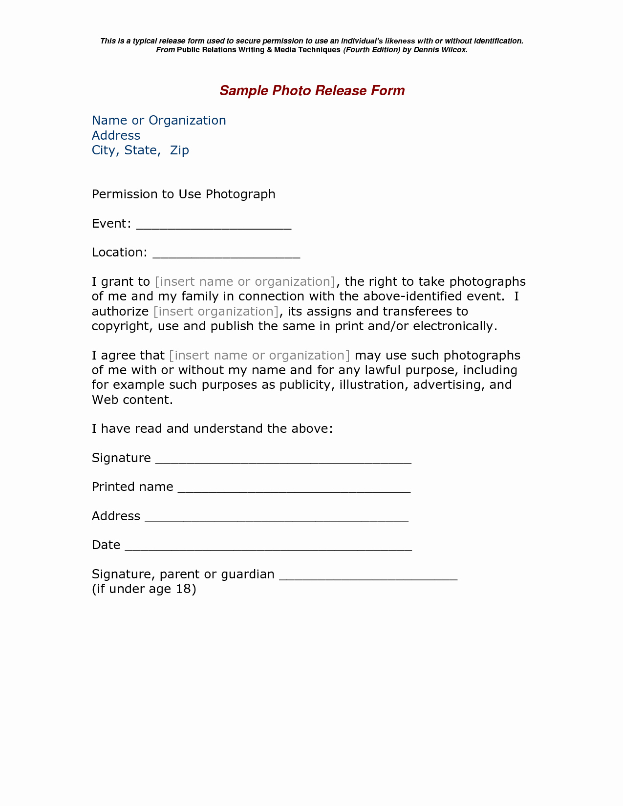 Photography Print Release form Template Beautiful Pinterest Canada