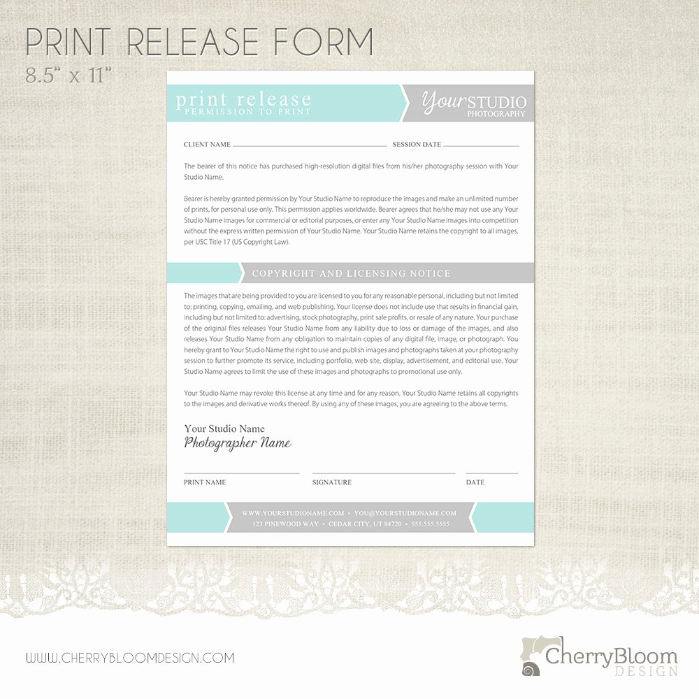 Photography Print Release form Template Inspirational Print Release form Template for Graphers Grapher