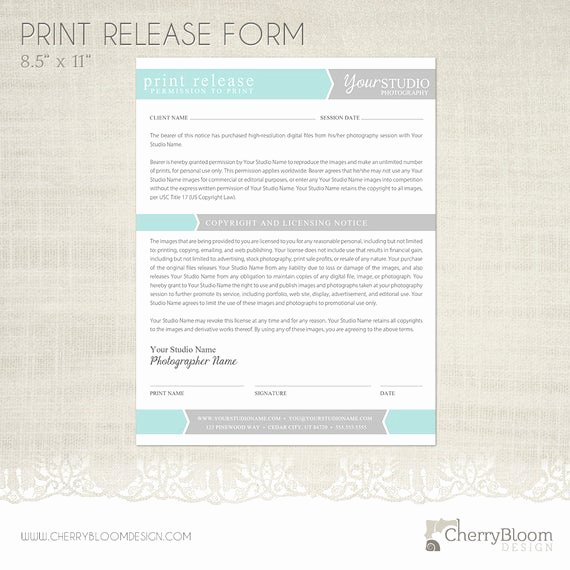 Photography Print Release Template Inspirational Print Release form Template for Graphers Grapher