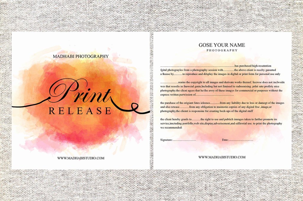 Photography Print Release Template Unique Release form Template Deals for Your Studio