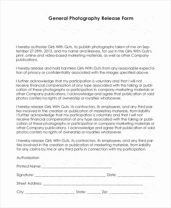 Photography Release form Template Lovely Sample Graphy Release form 10 Examples In Pdf Word