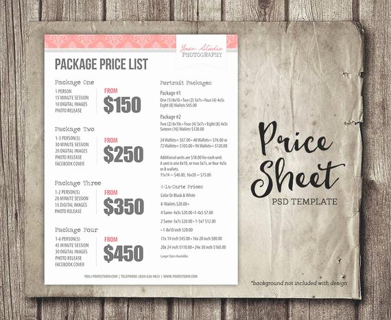 Photography Shot List Template Beautiful Graphy Pricing Template Graphy Marketing