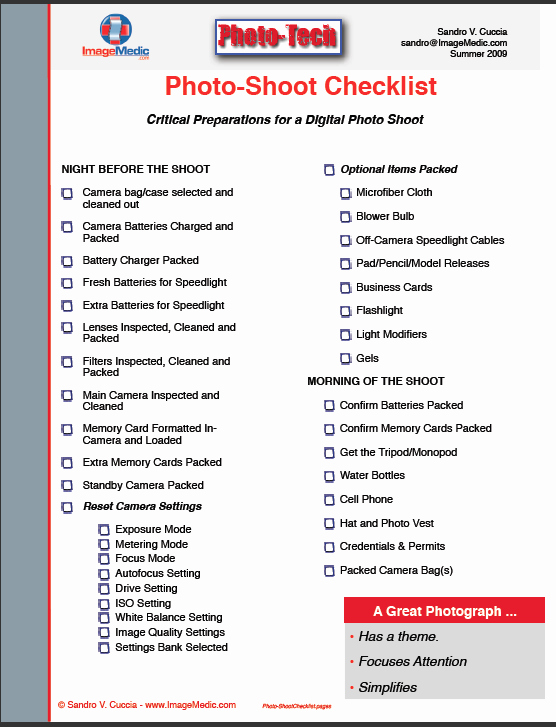 Photography Shot List Template Beautiful Shoot Checklist – Enframe Photography and Design