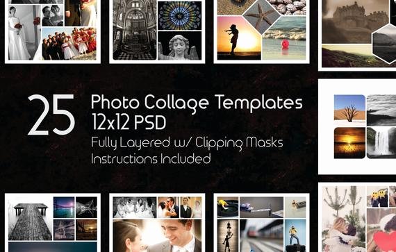 Photography Shot List Template Elegant 12x12 Collage Templates Pack 25 Psd Templates