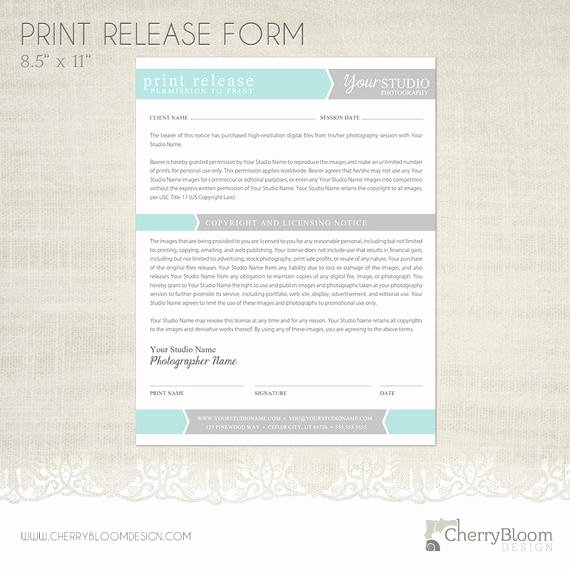 Photography Shot List Template Fresh Print Release form Template for Graphers Grapher