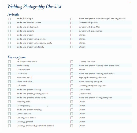 Photography Shot List Template Inspirational 7 Wedding Planning Checklist Samples