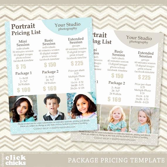 Photography Shot List Template Luxury Graphy Package Pricing List Template Portrait