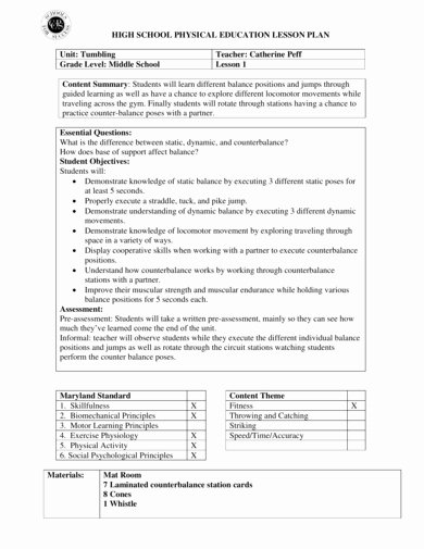 Physical Education Lesson Plan Template Best Of 10 Physical Education Lesson Plan Examples and Templates