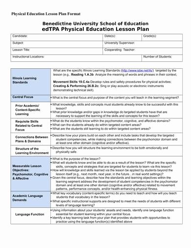 Physical Education Lesson Plan Template Inspirational 9 Physical Education Lesson Plan Samples Pdf Word