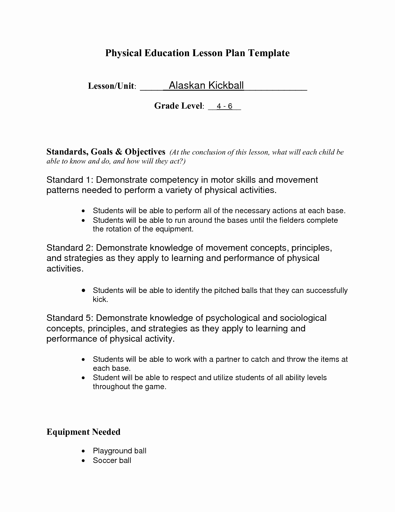 Physical Education Lesson Plan Template New Best S Of Physical Education Lesson Plan Template