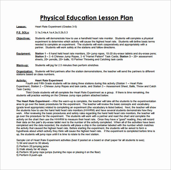 Physical Education Lesson Plan Templates Inspirational 7 Physical Education Lesson Plan Templates Word Apple
